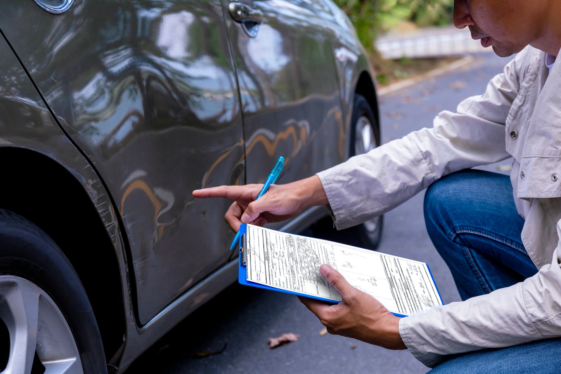 Door ding repaired with paintless dent repair in Denver, CO